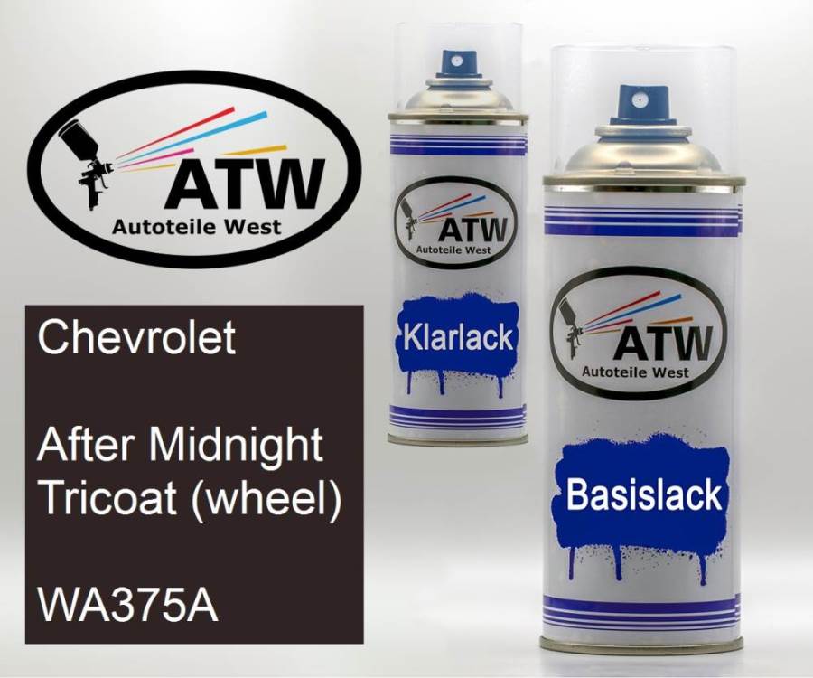 Chevrolet, After Midnight Tricoat (wheel), WA375A: 400ml Sprühdose + 400ml Klarlack - Set, von ATW Autoteile West.